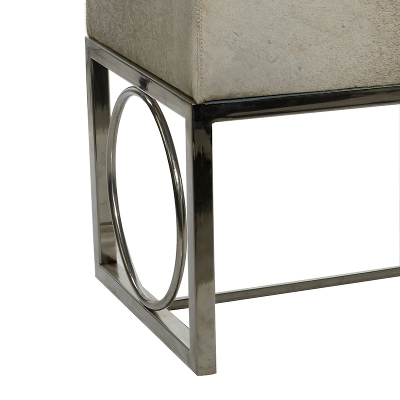 Silver Stainless Steel Contemporary Bench, 17' x 48" x 18"