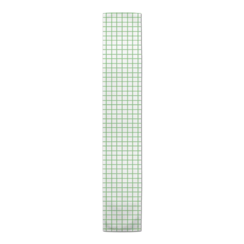 90" Green Grid Pattern Poly Twill Table Runner