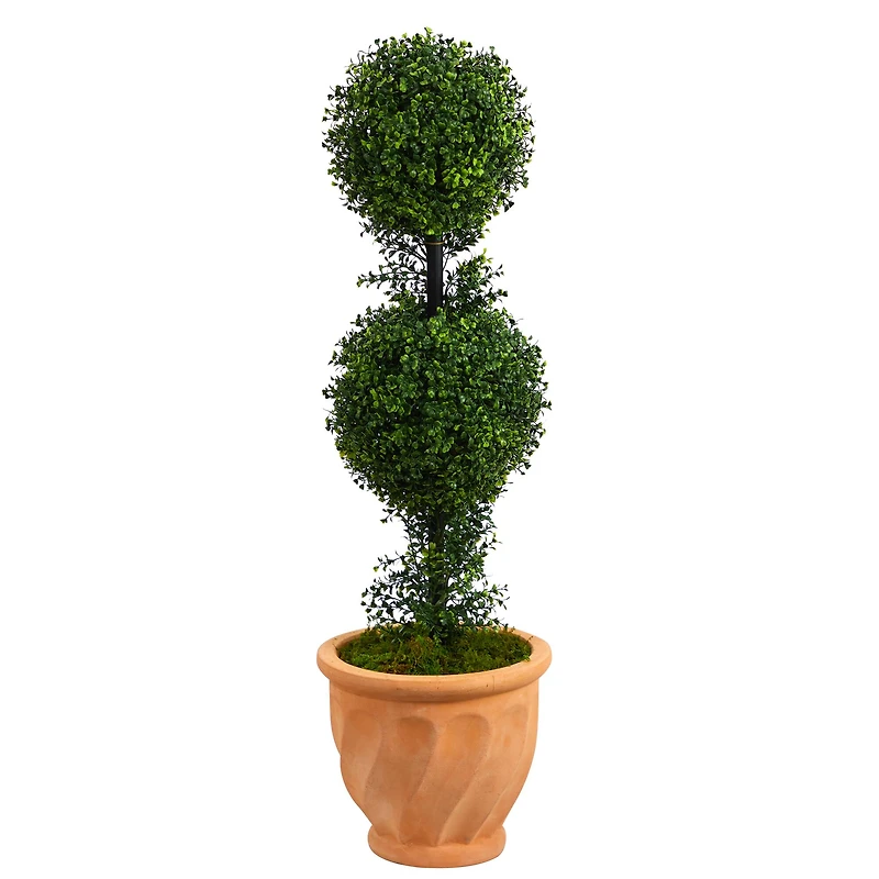 3.5ft. Boxwood Double Ball Topiary Artificial Tree in Terra Cotta Planter