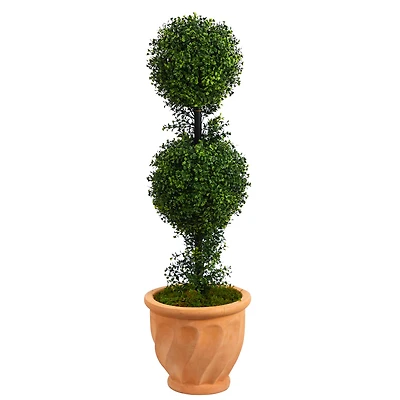 3.5ft. Boxwood Double Ball Topiary Artificial Tree in Terra Cotta Planter