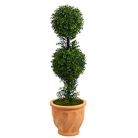 3.5ft. Boxwood Double Ball Topiary Artificial Tree in Terra Cotta Planter
