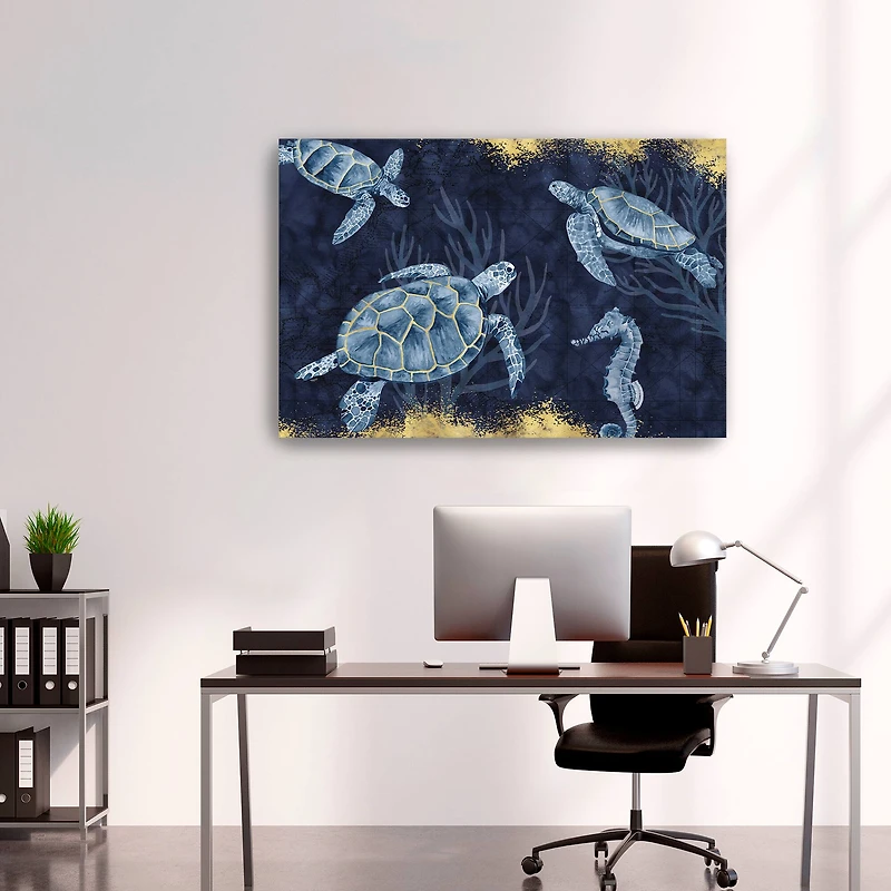 Deep Blue Sea II On Blue Gold Canvas Giclee