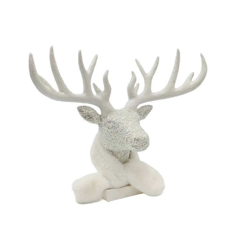 14" White Reindeer Head with Scarf Tabletop Décor by Ashland®