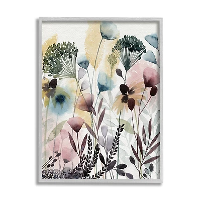 Stupell Industries Wild Florals Opaque Layers Soft Watercolor Pink Blue in Frame Wall Art