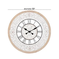 White Wood Farmhouse Wall Clock, 32" x 32" x 2"