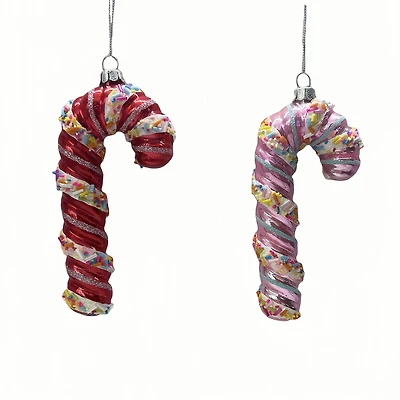 Assorted 5.25" Candy Cane with Sprinkles Glass Ornament, 1pc. by Ashland®