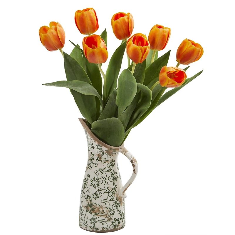 19" Tulip Arrangement in Floral Pitcher