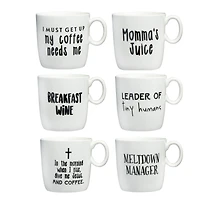 Hello Honey® Assorted Black & White Stoneware Mug with Saying Set