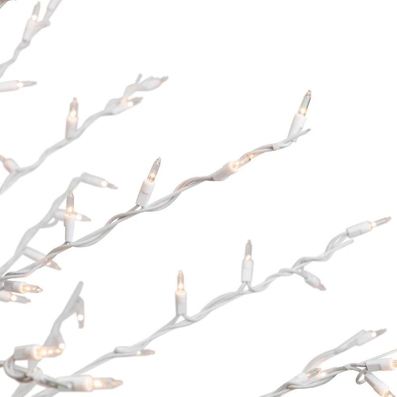 6ft. Pre-Lit White Cascade Twig Artificial Christmas Tree, Clear Lights