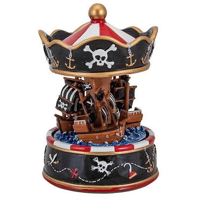 6.5" Children's Rotating Pirate Ship Carousel Music Box