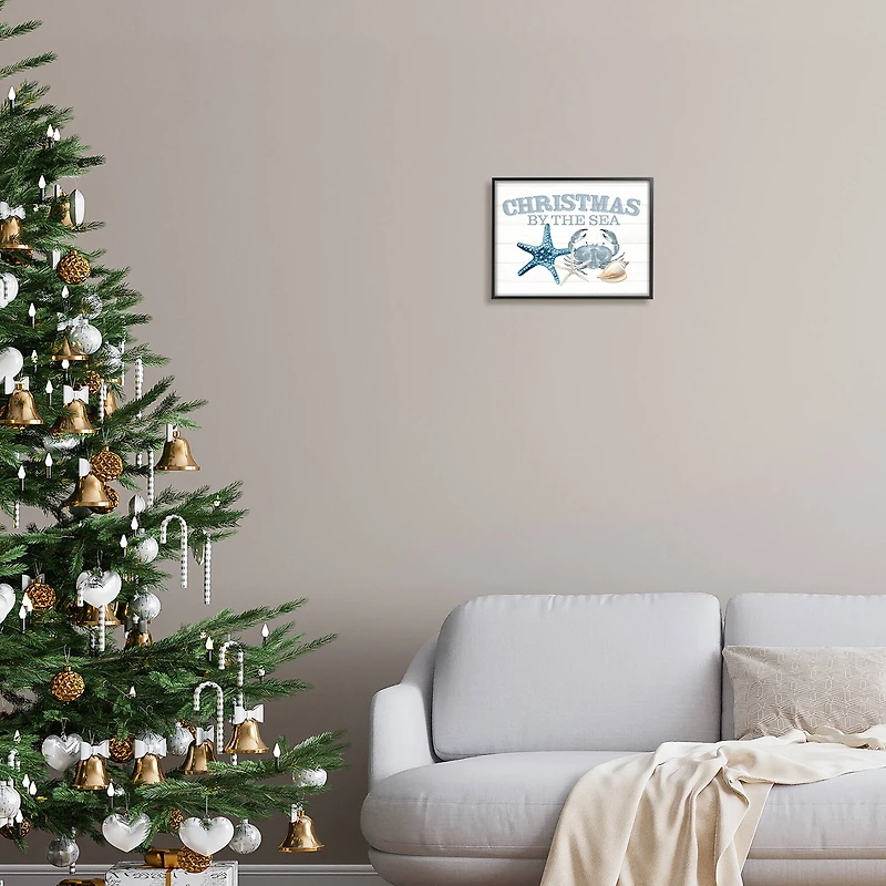 Stupell Industries Christmas By The Sea Nautical Framed Giclee Art