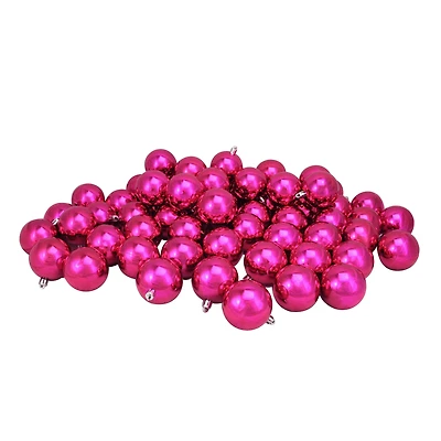 60ct Shiny Pink Magenta Shatterproof Ball Ornaments