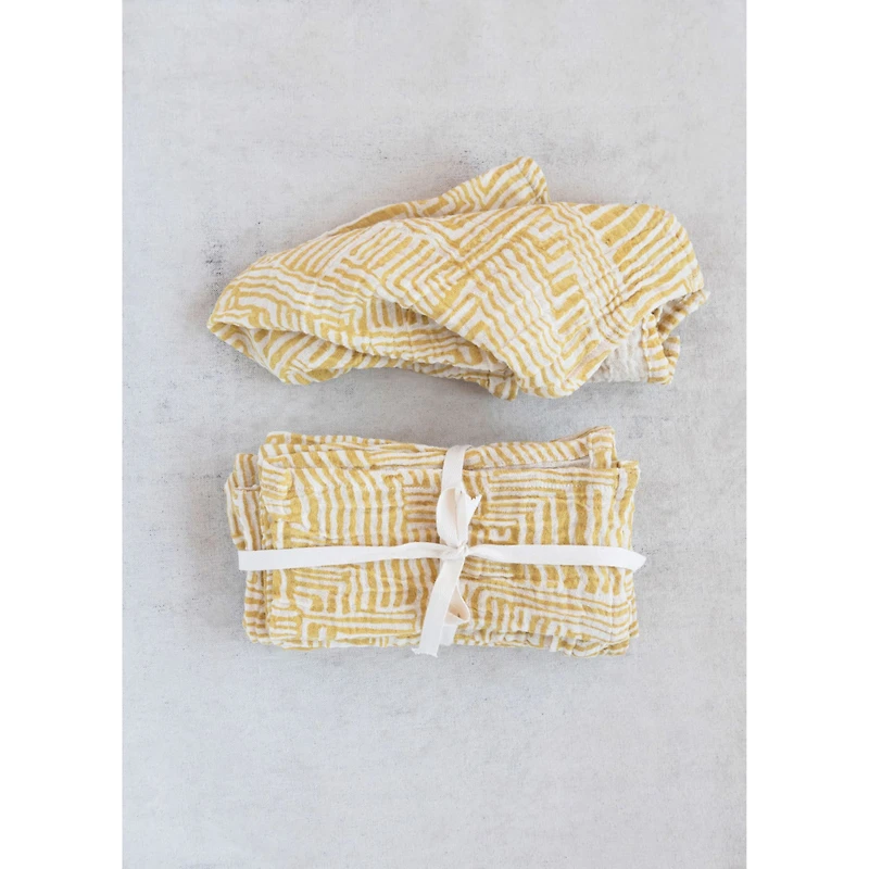Hello Honey® Yellow Kuba Cloth Print Cotton Napkins, 4ct.