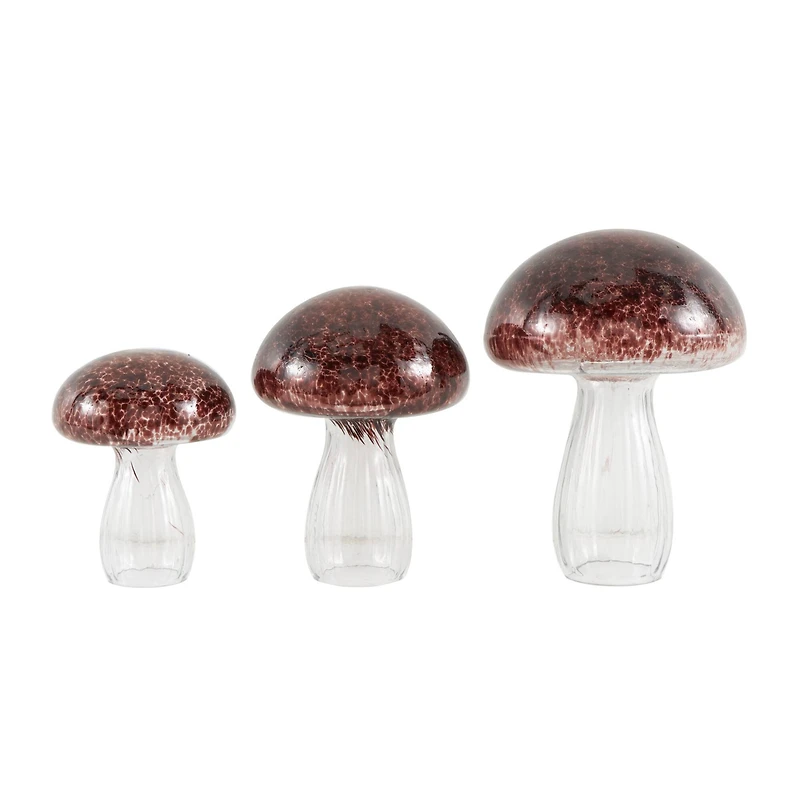 Textured Glass Mushroom Sculpture Set