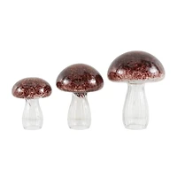 Textured Glass Mushroom Sculpture Set