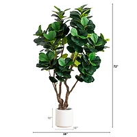 6ft. Artificial Grand Fiddle Leaf Tree in White Decorative Planter