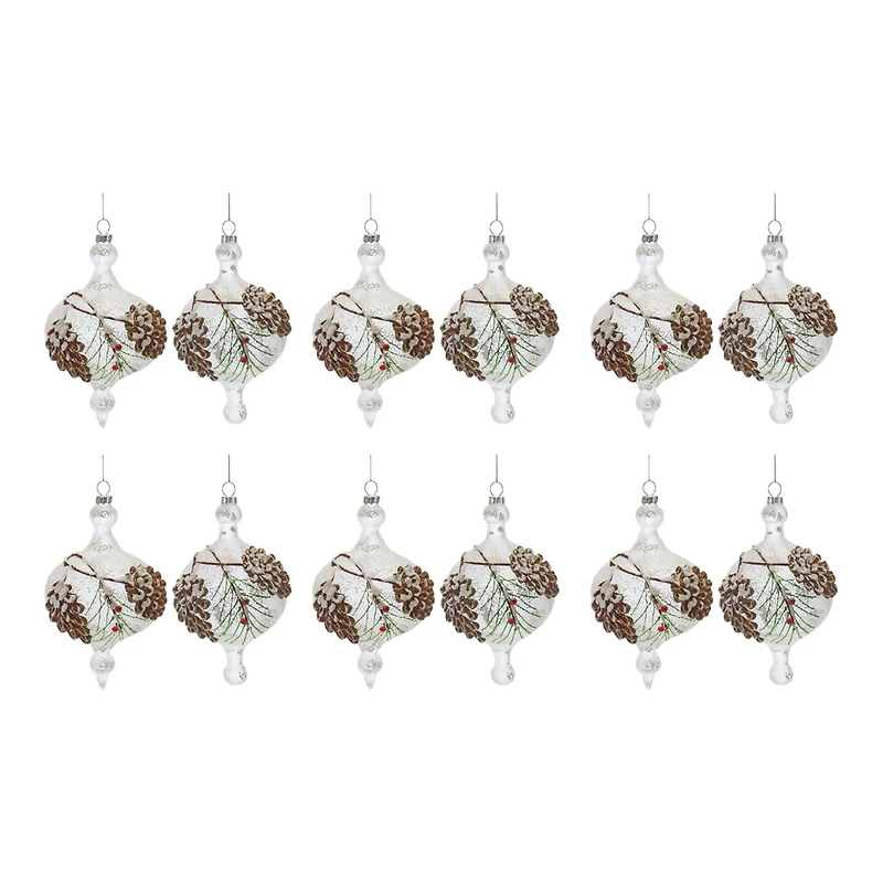 12ct. 6" Glass Pinecone Onion Ornaments