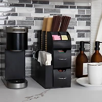 Mind Reader Anchor Collection 11-Compartment Black Coffee Cup and Condiment Dispenser, 2ct.