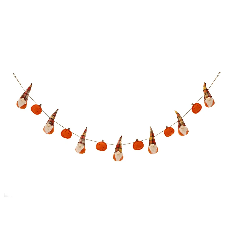 Glitzhome® 6ft. Fall Gnomes Fabric Garland