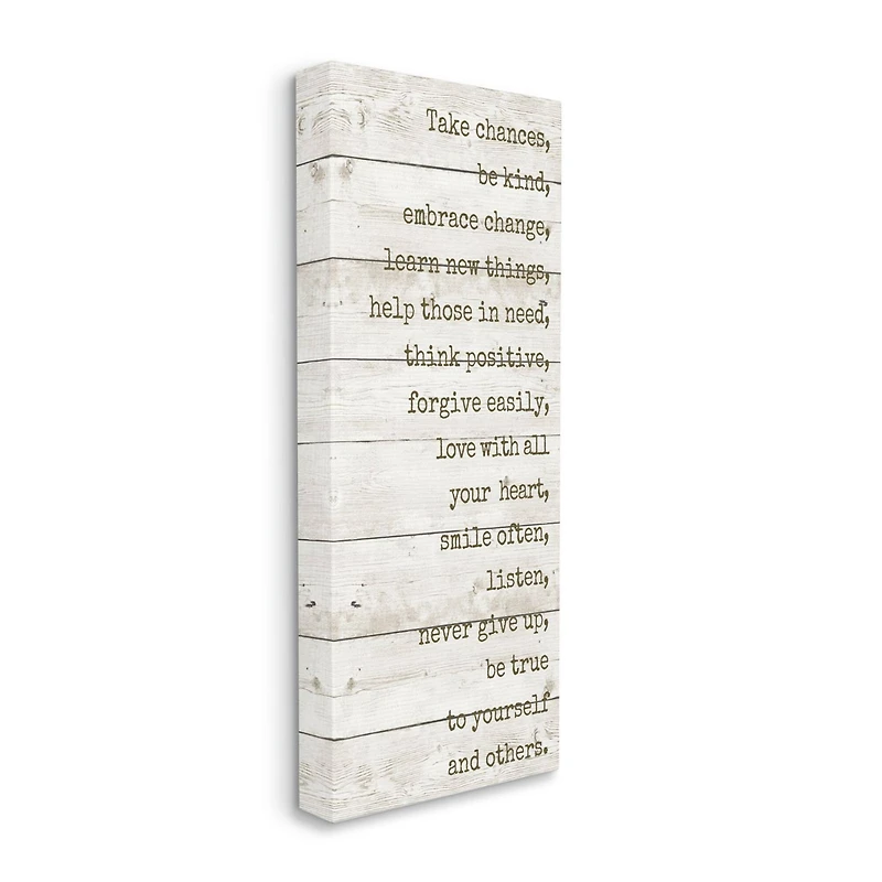 Stupell Industries Take Chances Family Home Inspirational Word Textured Wood Design Canvas Wall Art