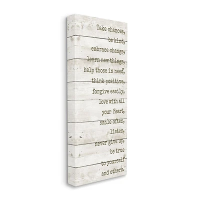 Stupell Industries Take Chances Family Home Inspirational Word Textured Wood Design Canvas Wall Art