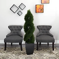 5ft. UV Resistant Double Pond Cypress Spiral Topiary Artificial Tree in Black Wash Planter