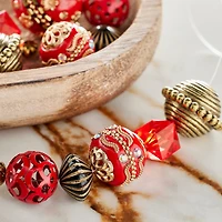12 Pack: Bead Landing™ Red & Gold Strung Beads