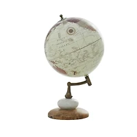 13" Cream Mango Wood & Marble Contemporary Globe