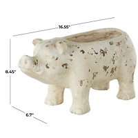 17" Light Brown Distressed Pig Planter