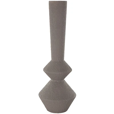 24.75" Dark Gray Metal Art Deco Fluted Decorative Vase