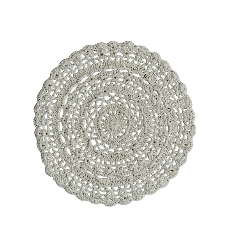 Hello Honey® Natural Cotton Blend Crocheted Round Placemat