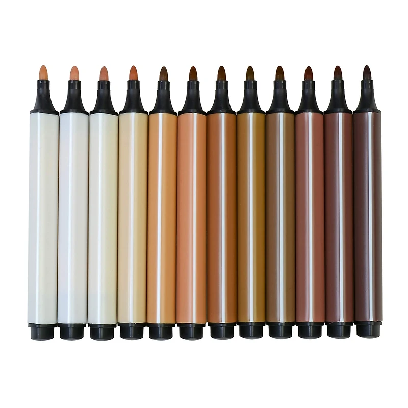 The Pencil Grip Magic Stix Triangular Global Skin Tone Washable Markers, 6 Packs of 12