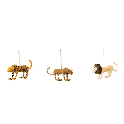 Hello Honey® Yellow & Orange Handmade Wool Felt & Wire Exotic Animal Ornament Set