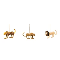 Hello Honey® Yellow & Orange Handmade Wool Felt & Wire Exotic Animal Ornament Set