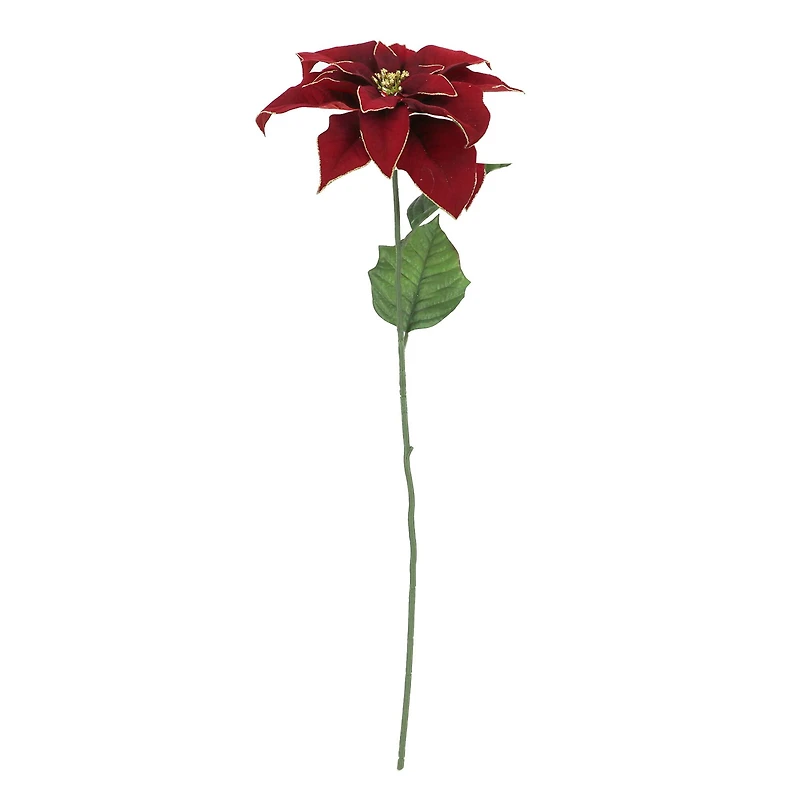 28" Burgundy with Gold Edges Poinsettia Stem by Ashland®