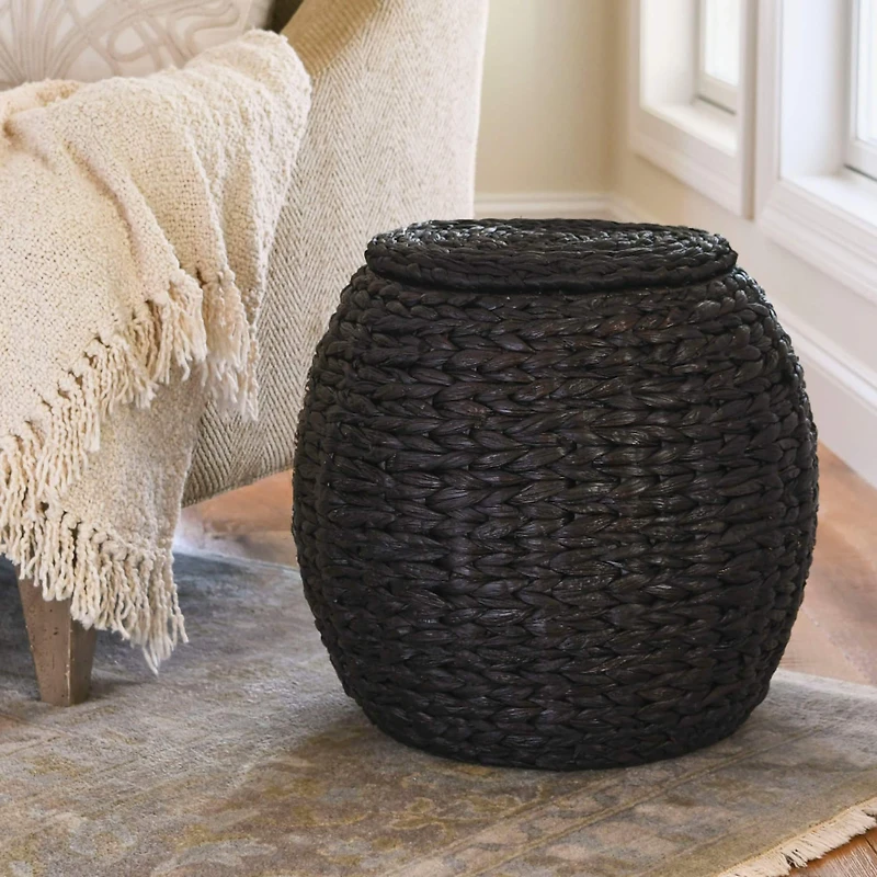 Household Essentials 19" Woven Hyacinth Storage End Table