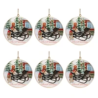 6" Metal Dogs in Sleigh Disc Ornaments, 6ct.