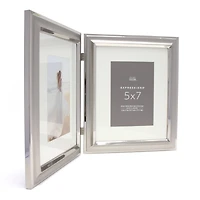 Expressions™ 2 Opening 5" x 7" Silver Hinged Frame with Mat by Studio Décor®