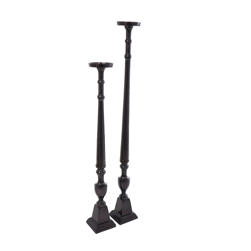 Aluminum Tall Floor Pillar Candle Holder Set