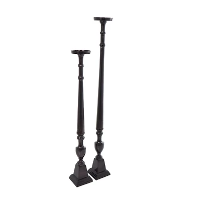 Aluminum Tall Floor Pillar Candle Holder Set