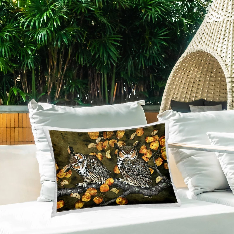 Stupell Industries Inquisitor Owls Autumn Branch Outdoor Printed Pillow