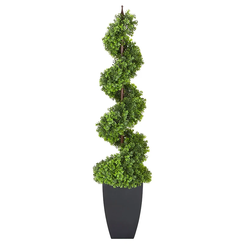 5ft. Topiary Spiral Boxwood Artificial Tree in Decorative Urn