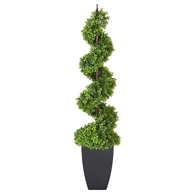 5ft. Topiary Spiral Boxwood Artificial Tree in Decorative Urn