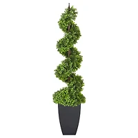 5ft. Topiary Spiral Boxwood Artificial Tree in Decorative Urn