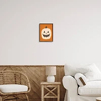 Stupell Industries Happy Jack-o-Lantern Halloween Pumpkin Framed Giclee Art