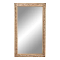 48" Light Brown Boho Style Wood Wall Mirror