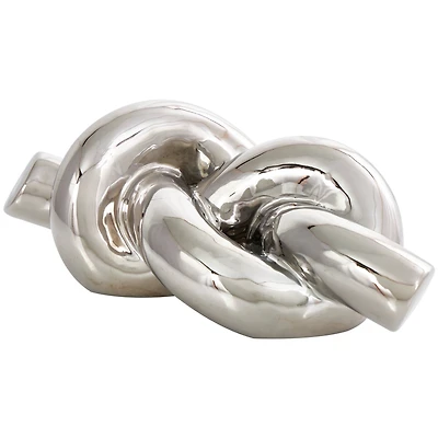 12" Silver Ceramic Knot Abstract Sculpture