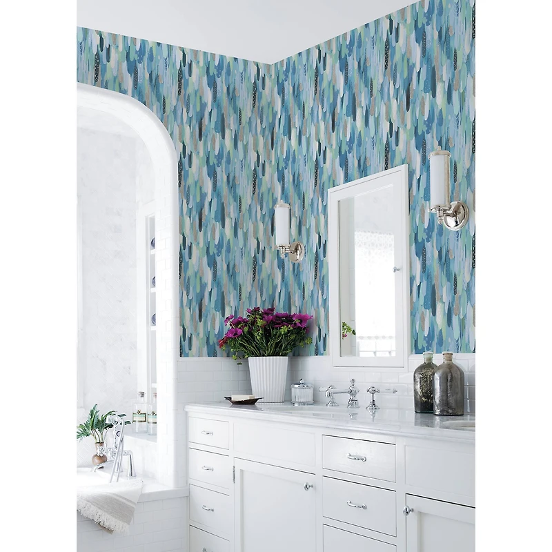 RoomMates Blue & Green Brushstroke Peel & Stick Wallpaper