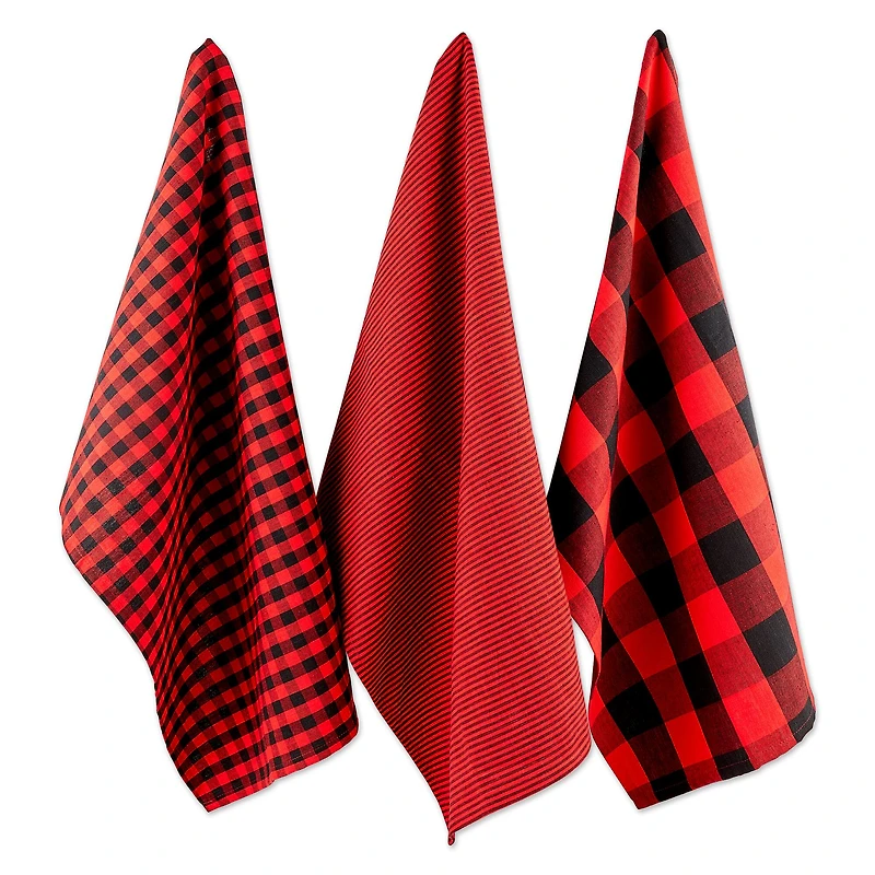 DII® Red/Black Dishtowel Set