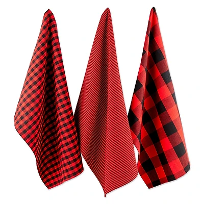 DII® Red/Black Dishtowel Set